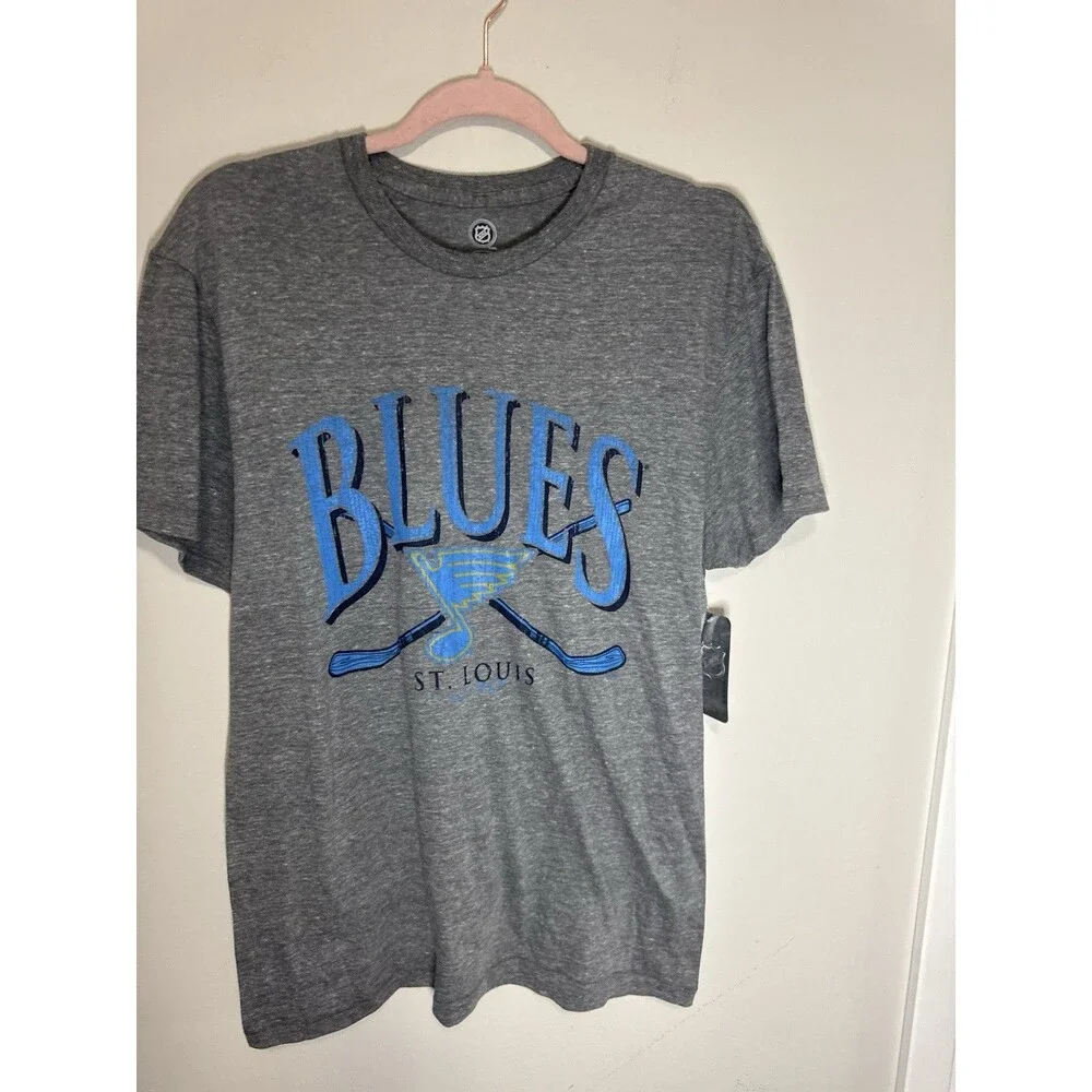 St. Louis Blues NHL Shirt Gray/Blue Size M Officially Licensed